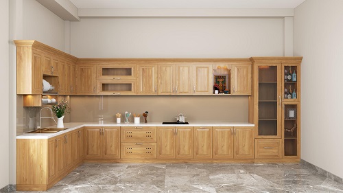 tủ bếp gỗ sồi tự nhiên